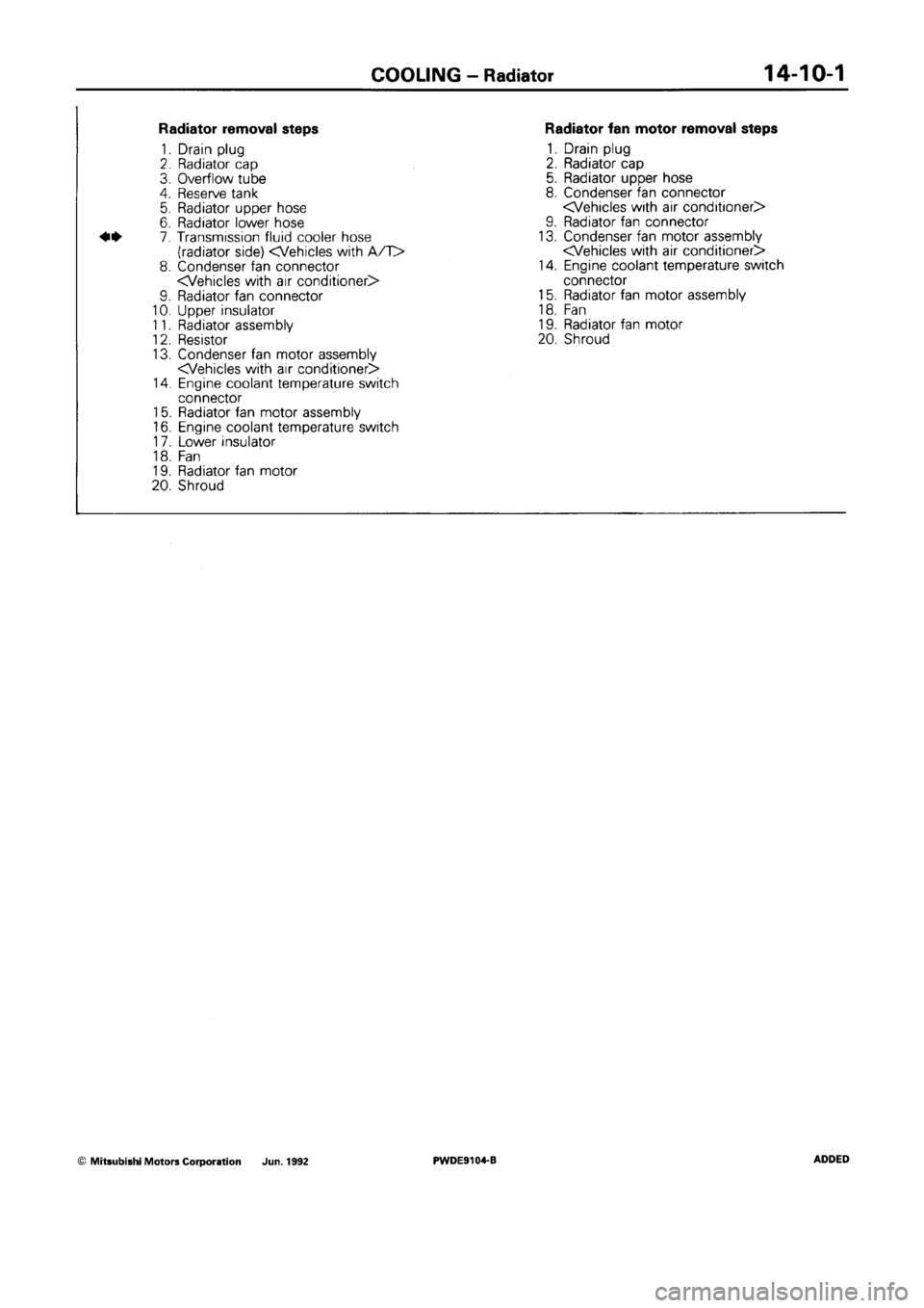 MITSUBISHI SPACE RUNNER 1992 Workshop Manual MITSUBISHI SPACE RUNNER 1992 Workshop Manual