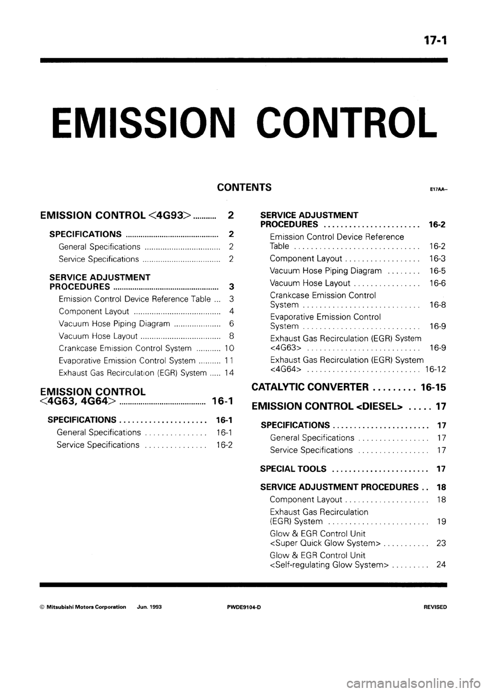 MITSUBISHI SPACE RUNNER 1992  Workshop Manual 