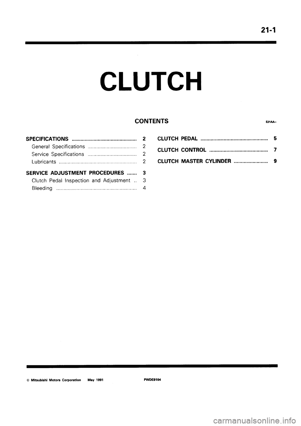 MITSUBISHI SPACE RUNNER 1992  Workshop Manual 