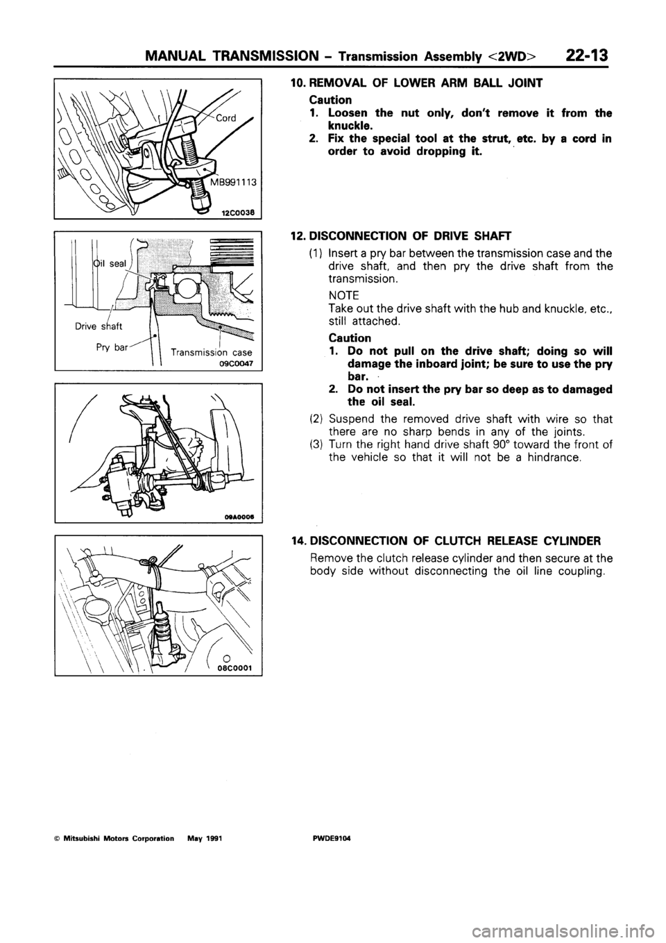 MITSUBISHI SPACE RUNNER 1992 Workshop Manual MITSUBISHI SPACE RUNNER 1992 Workshop Manual