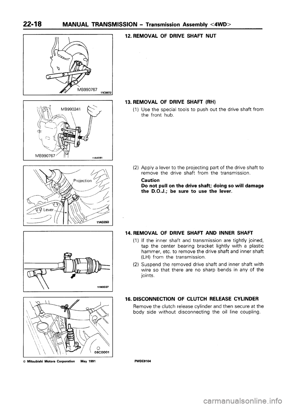 MITSUBISHI SPACE RUNNER 1992 Workshop Manual MITSUBISHI SPACE RUNNER 1992 Workshop Manual