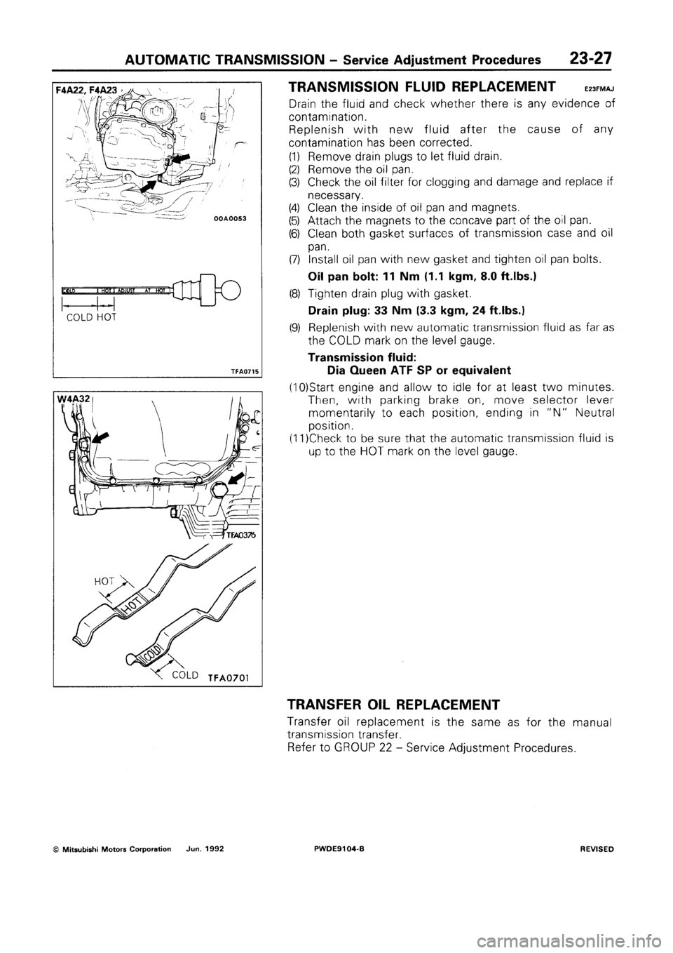 MITSUBISHI SPACE RUNNER 1992 Workshop Manual MITSUBISHI SPACE RUNNER 1992 Workshop Manual