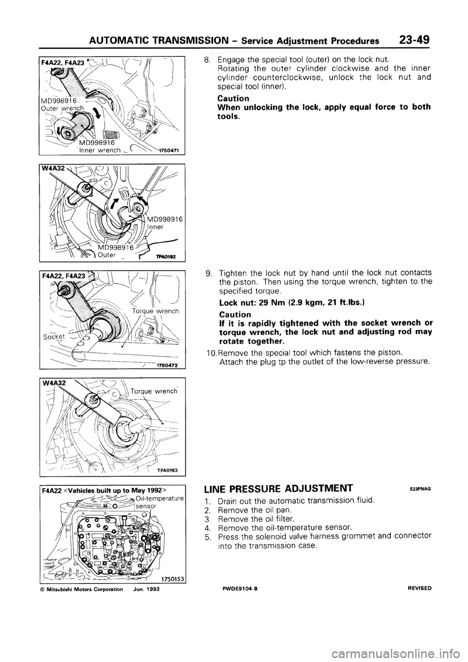 MITSUBISHI SPACE RUNNER 1992 Workshop Manual MITSUBISHI SPACE RUNNER 1992 Workshop Manual