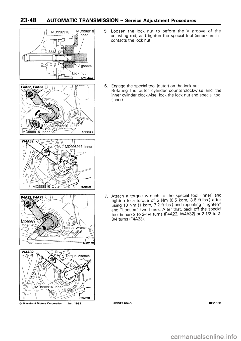 MITSUBISHI SPACE RUNNER 1992 Workshop Manual MITSUBISHI SPACE RUNNER 1992 Workshop Manual