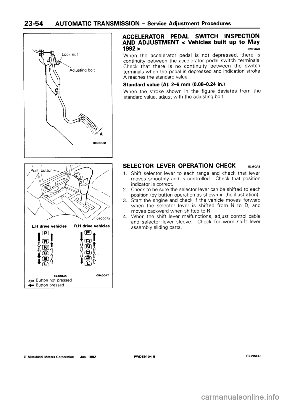 MITSUBISHI SPACE RUNNER 1992 Workshop Manual MITSUBISHI SPACE RUNNER 1992 Workshop Manual