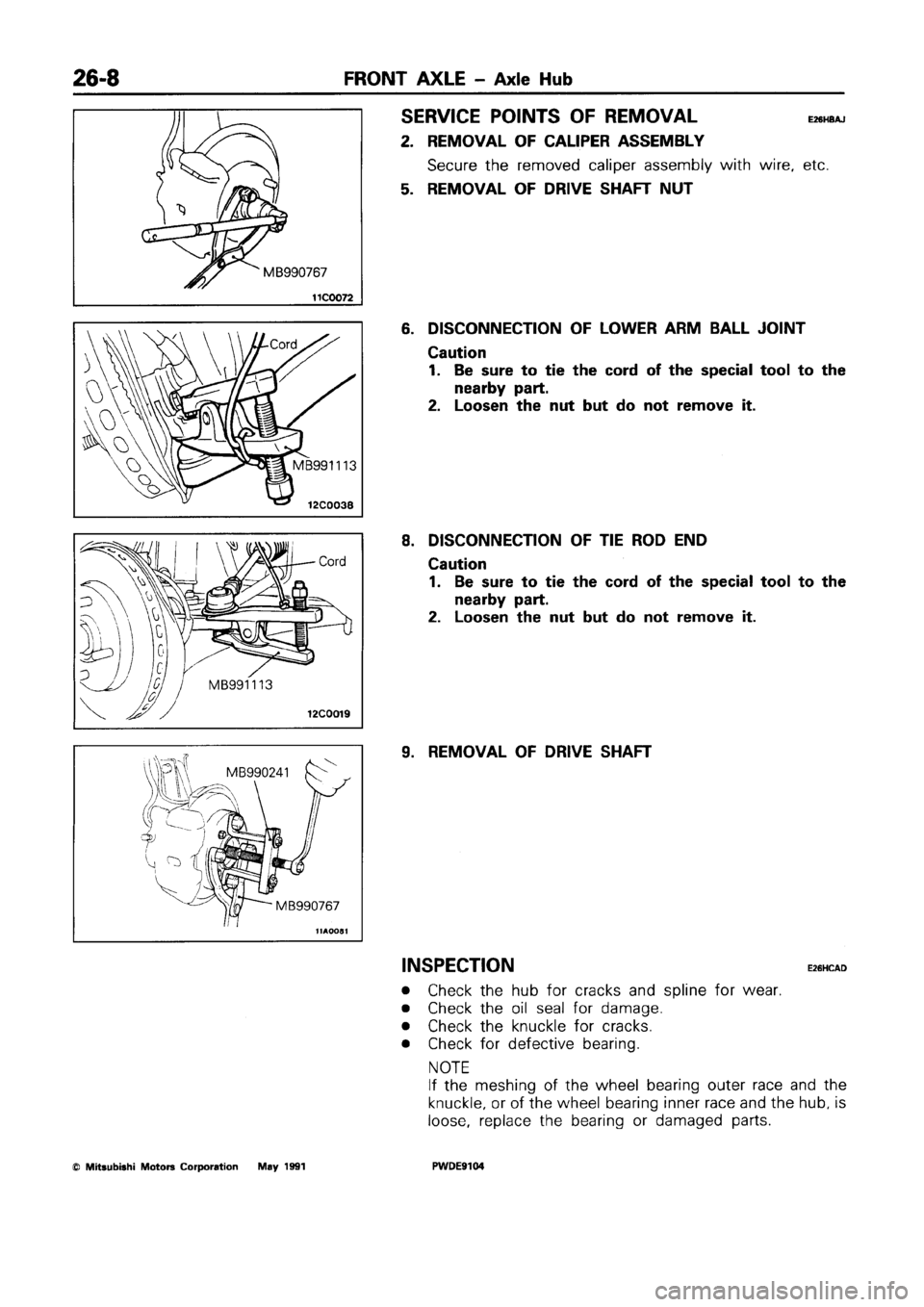 MITSUBISHI SPACE RUNNER 1992 Workshop Manual MITSUBISHI SPACE RUNNER 1992 Workshop Manual