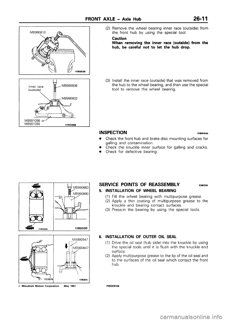 MITSUBISHI SPACE RUNNER 1992 Workshop Manual MITSUBISHI SPACE RUNNER 1992 Workshop Manual