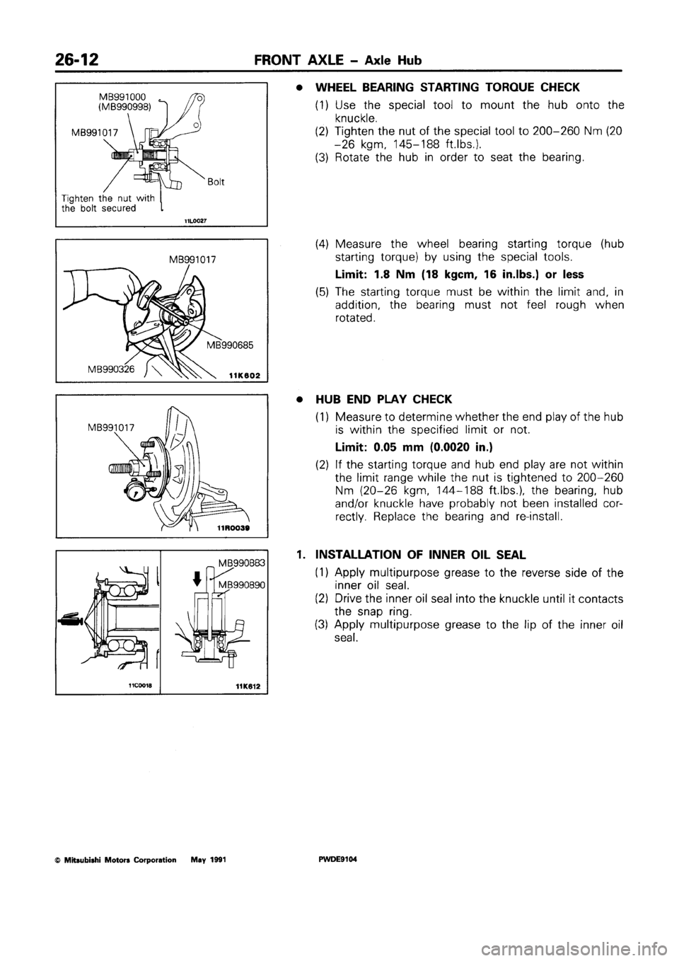 MITSUBISHI SPACE RUNNER 1992 Workshop Manual MITSUBISHI SPACE RUNNER 1992 Workshop Manual