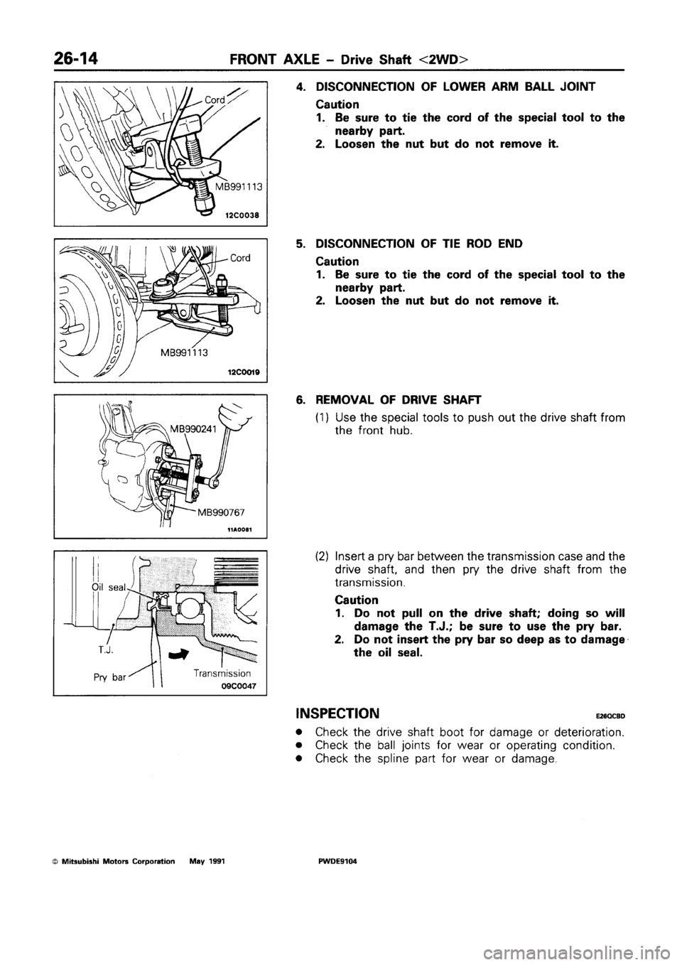 MITSUBISHI SPACE RUNNER 1992 Workshop Manual MITSUBISHI SPACE RUNNER 1992 Workshop Manual