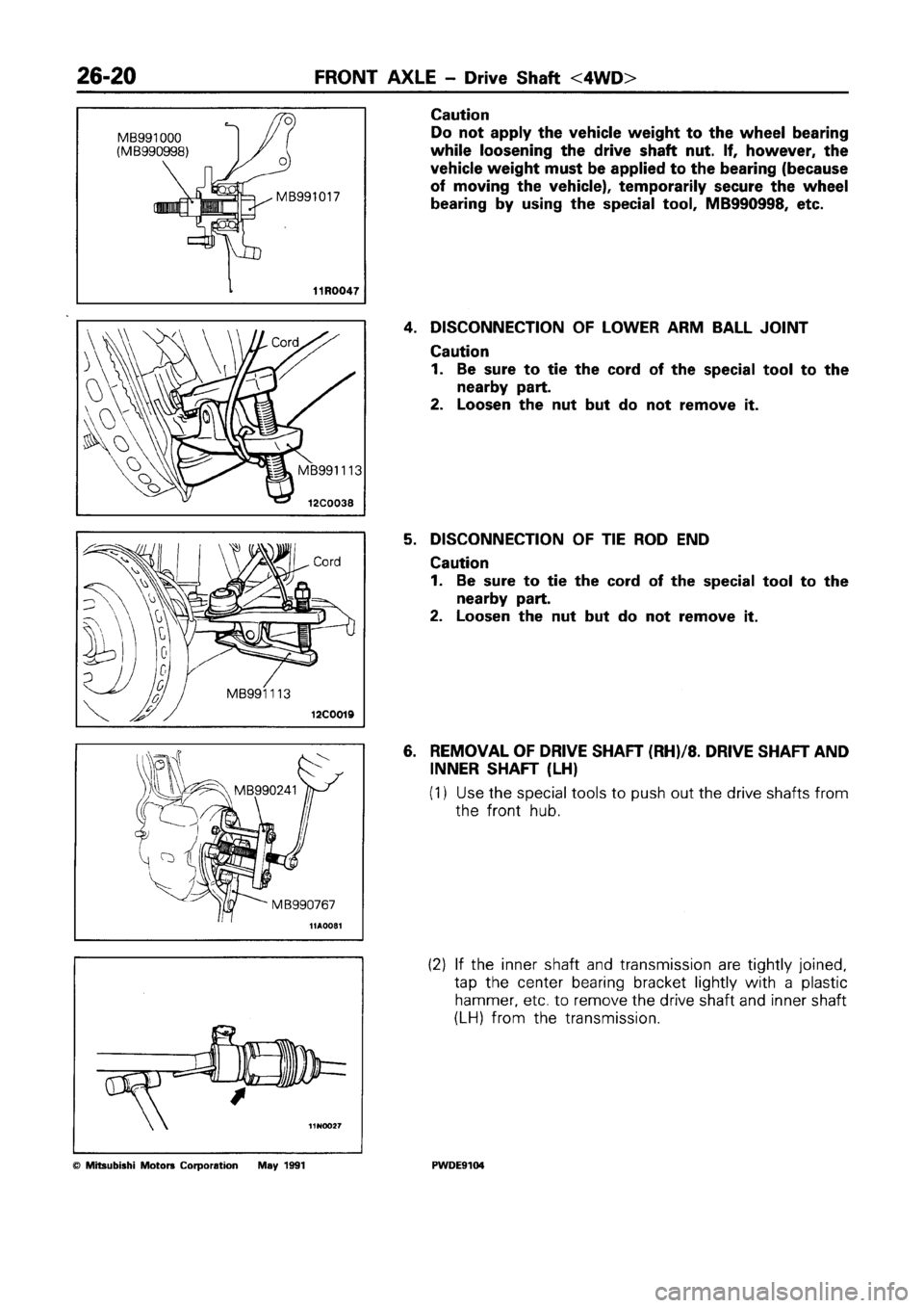MITSUBISHI SPACE RUNNER 1992 Workshop Manual MITSUBISHI SPACE RUNNER 1992 Workshop Manual