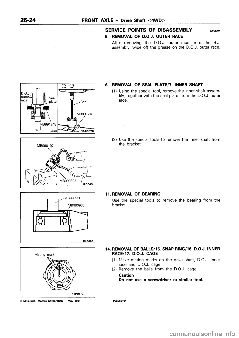 MITSUBISHI SPACE RUNNER 1992 Workshop Manual MITSUBISHI SPACE RUNNER 1992 Workshop Manual