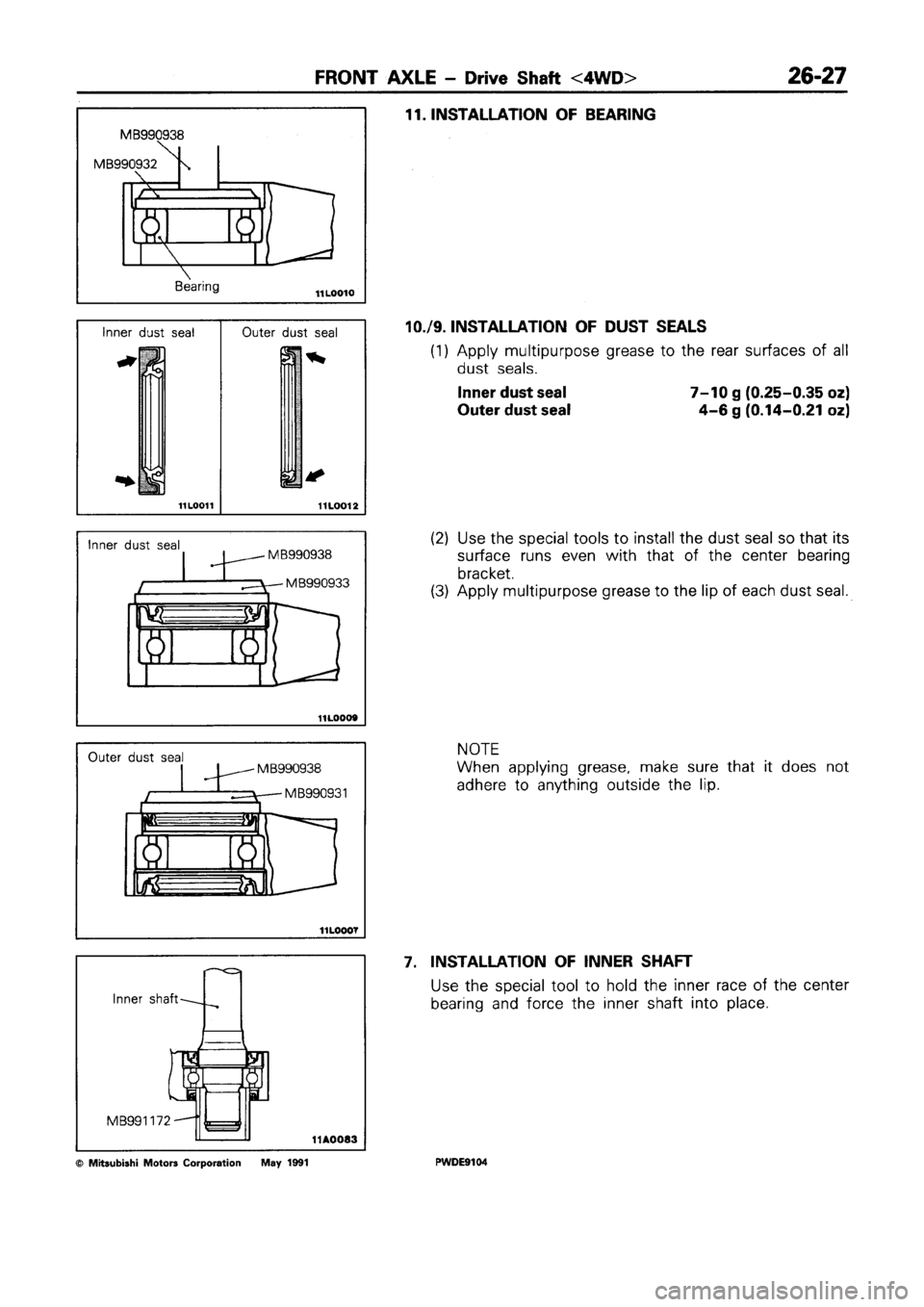MITSUBISHI SPACE RUNNER 1992 Workshop Manual MITSUBISHI SPACE RUNNER 1992 Workshop Manual