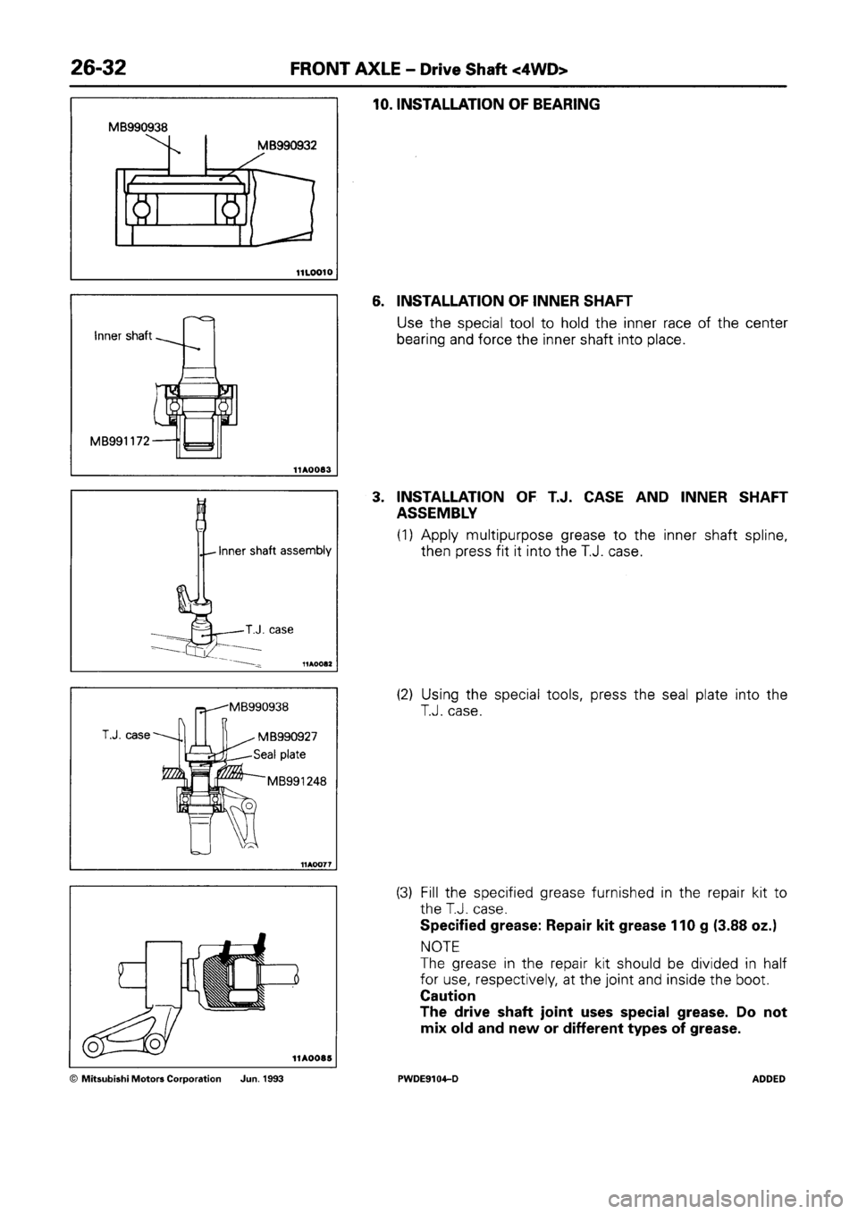 MITSUBISHI SPACE RUNNER 1992 Workshop Manual MITSUBISHI SPACE RUNNER 1992 Workshop Manual