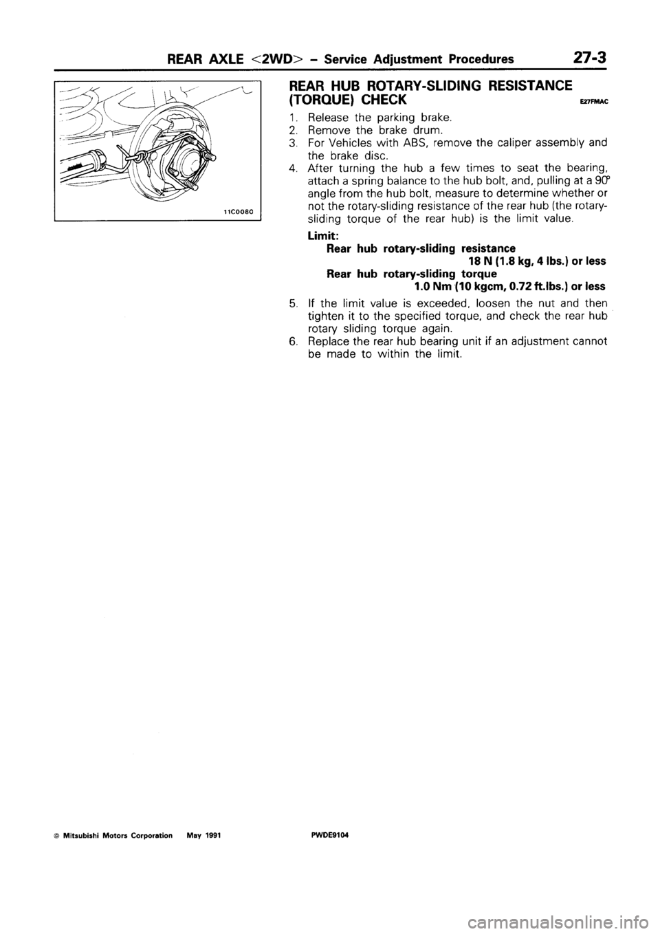 MITSUBISHI SPACE RUNNER 1992 Workshop Manual MITSUBISHI SPACE RUNNER 1992 Workshop Manual
