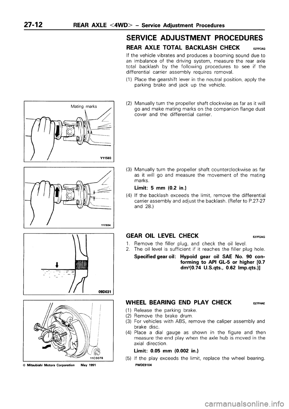MITSUBISHI SPACE RUNNER 1992 Workshop Manual MITSUBISHI SPACE RUNNER 1992 Workshop Manual