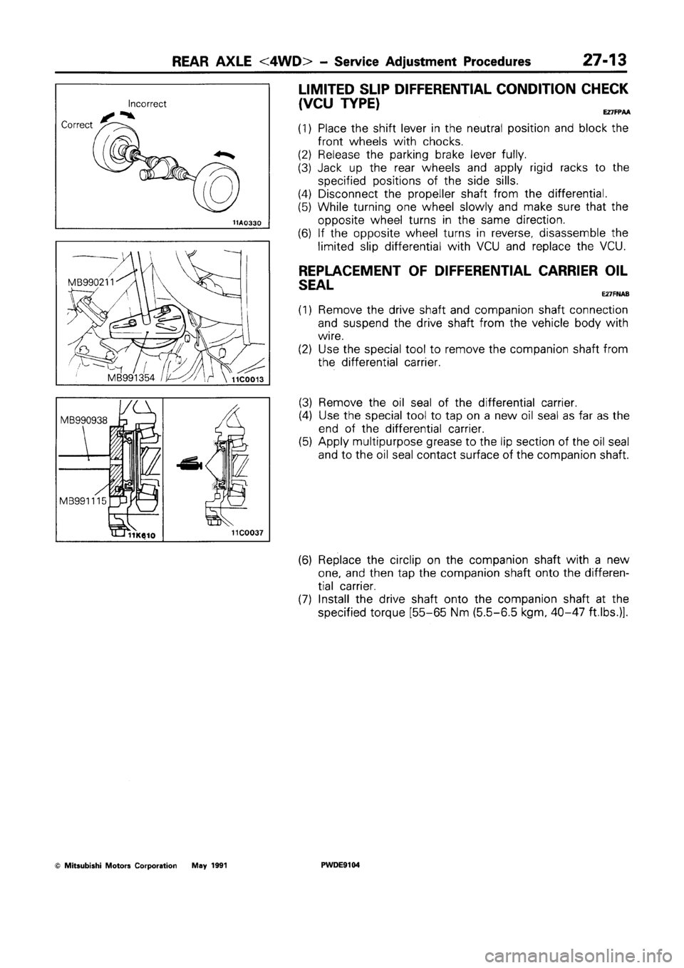 MITSUBISHI SPACE RUNNER 1992 Workshop Manual MITSUBISHI SPACE RUNNER 1992 Workshop Manual