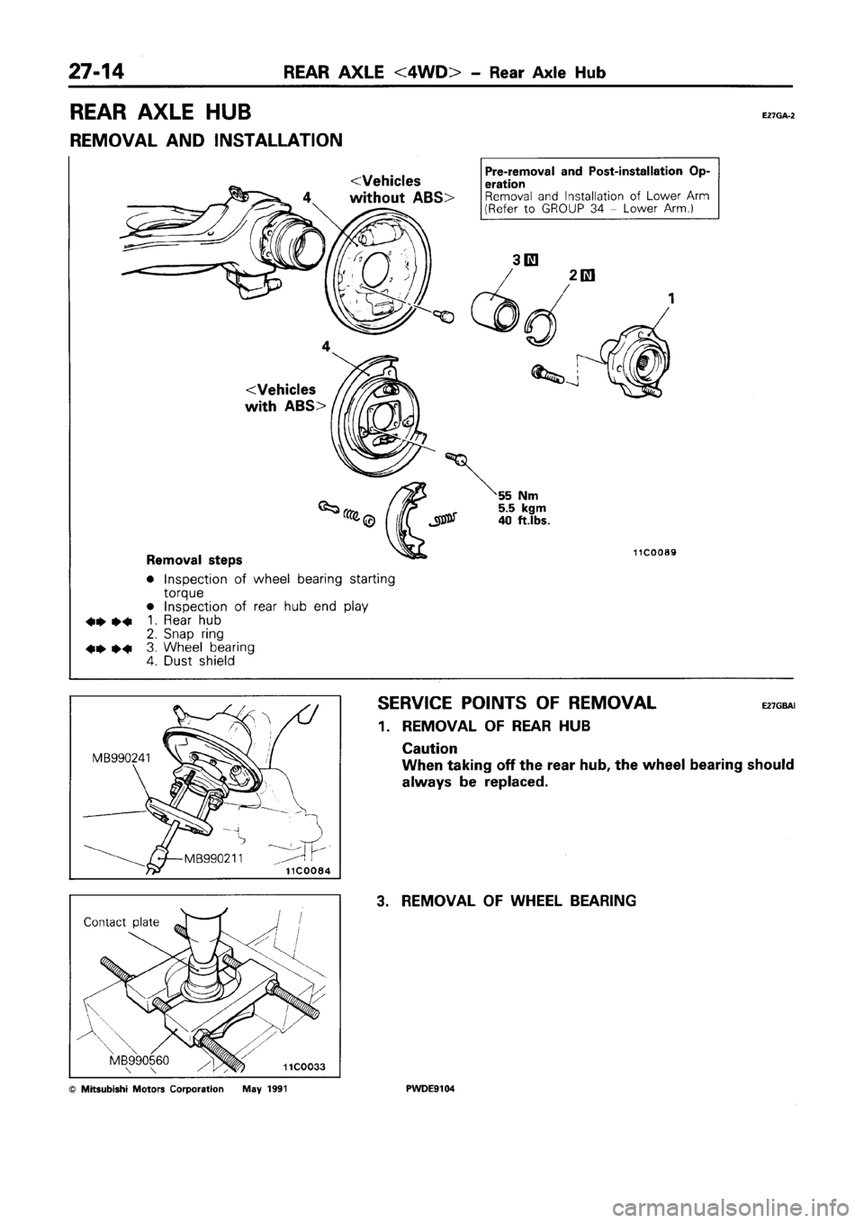 MITSUBISHI SPACE RUNNER 1992 Workshop Manual MITSUBISHI SPACE RUNNER 1992 Workshop Manual