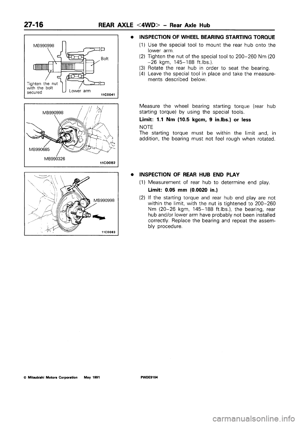 MITSUBISHI SPACE RUNNER 1992 Workshop Manual MITSUBISHI SPACE RUNNER 1992 Workshop Manual