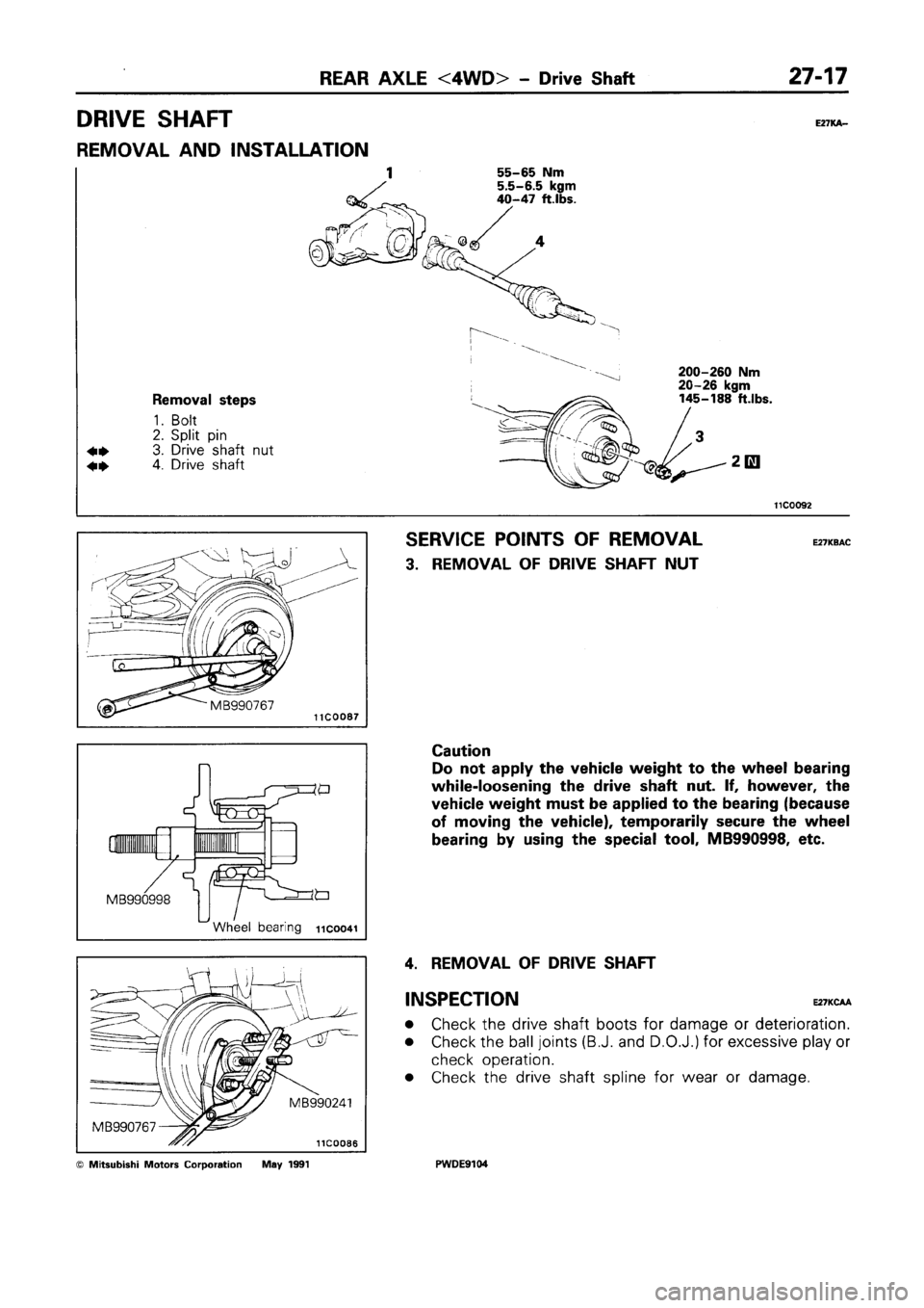 MITSUBISHI SPACE RUNNER 1992 Workshop Manual MITSUBISHI SPACE RUNNER 1992 Workshop Manual