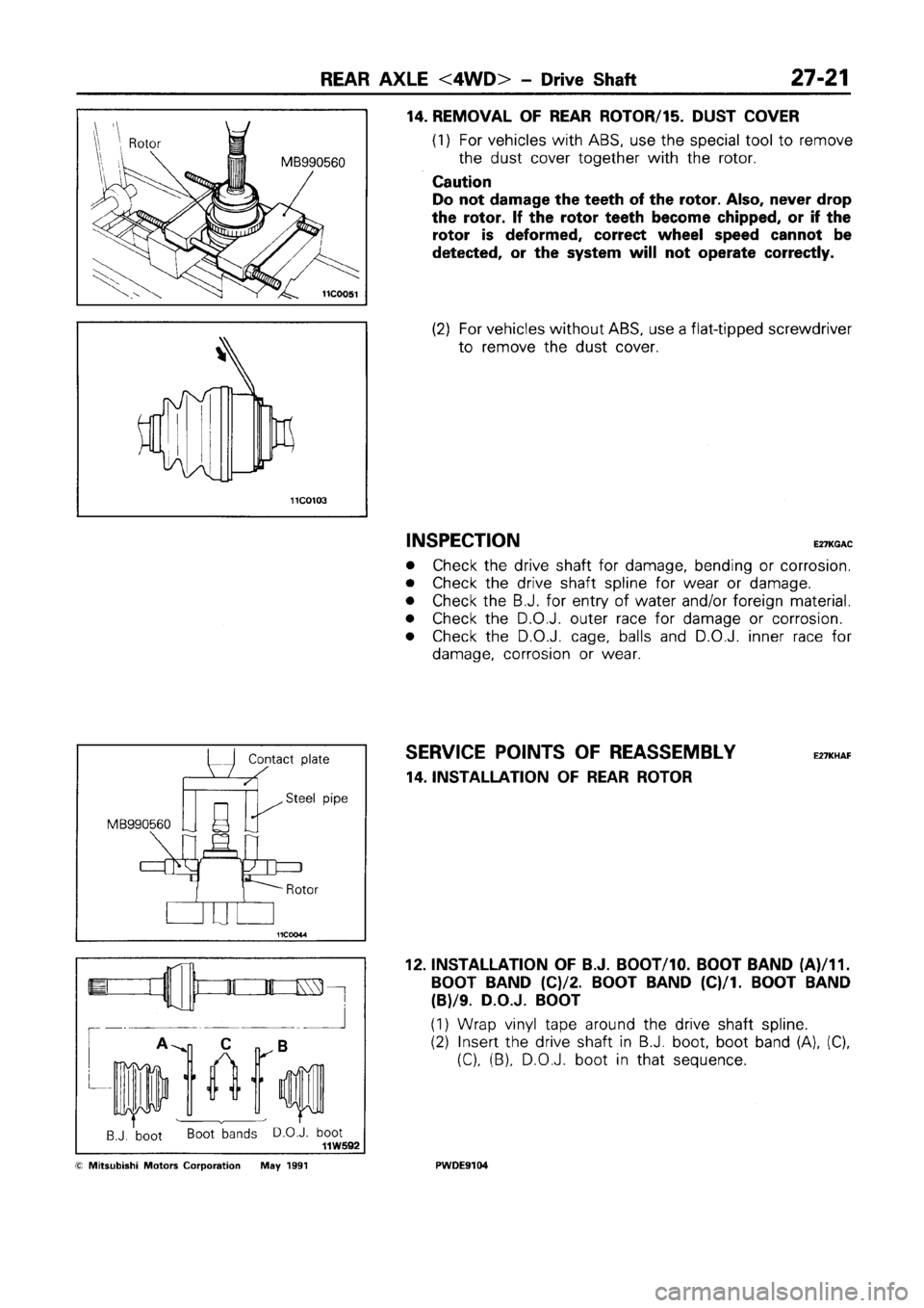 MITSUBISHI SPACE RUNNER 1992 Workshop Manual MITSUBISHI SPACE RUNNER 1992 Workshop Manual
