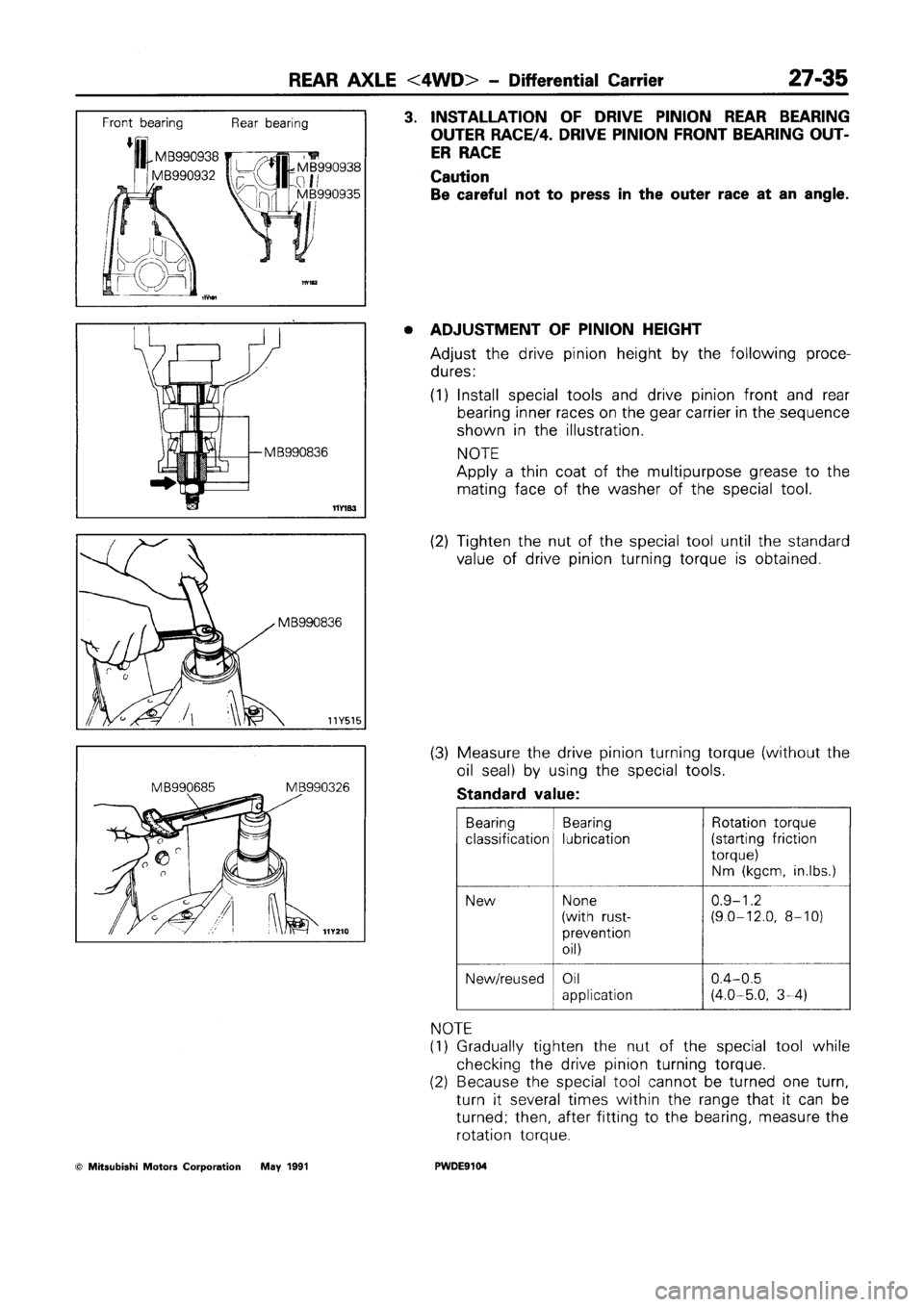 MITSUBISHI SPACE RUNNER 1992 Workshop Manual MITSUBISHI SPACE RUNNER 1992 Workshop Manual