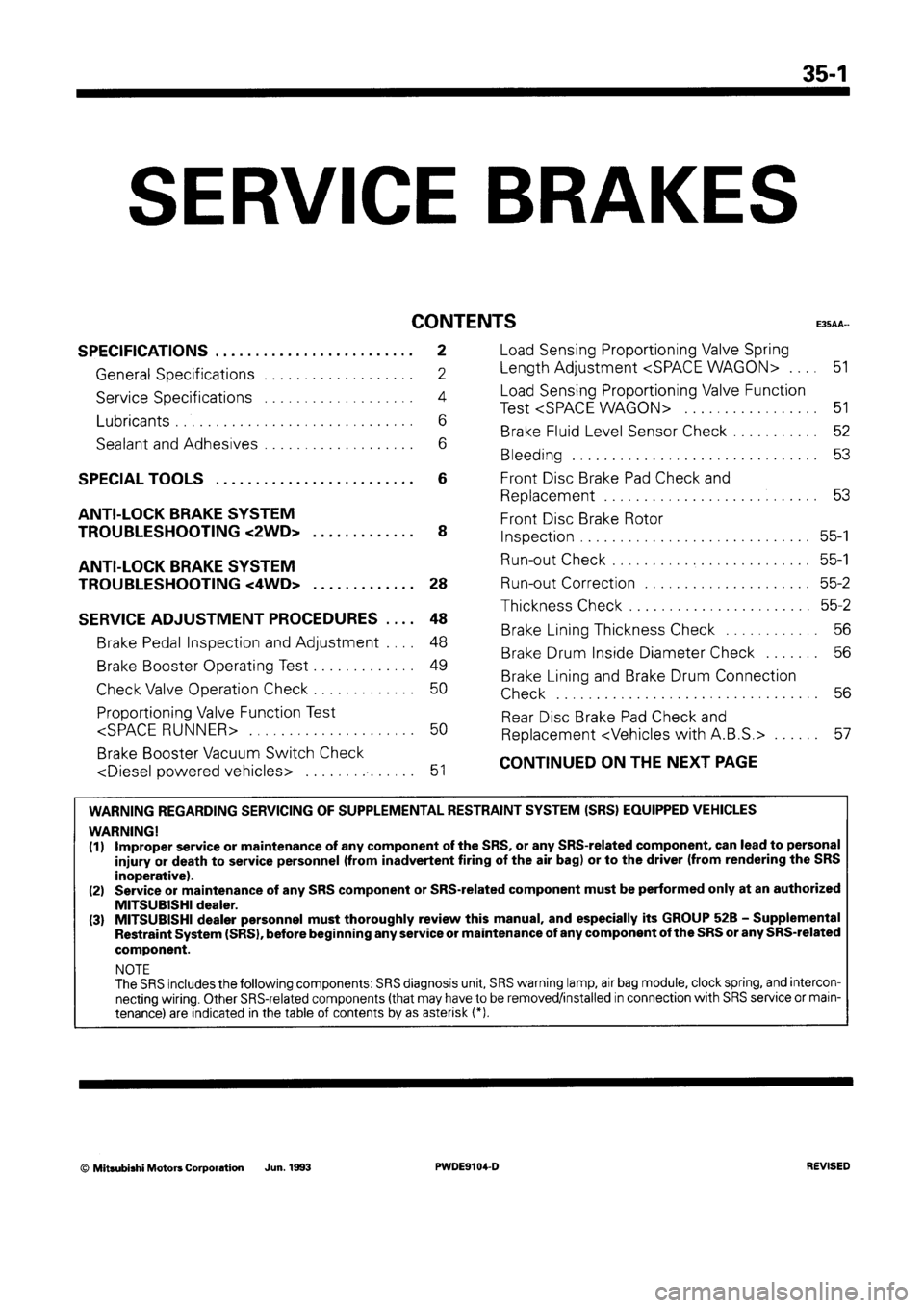 MITSUBISHI SPACE RUNNER 1992 Workshop Manual MITSUBISHI SPACE RUNNER 1992 Workshop Manual