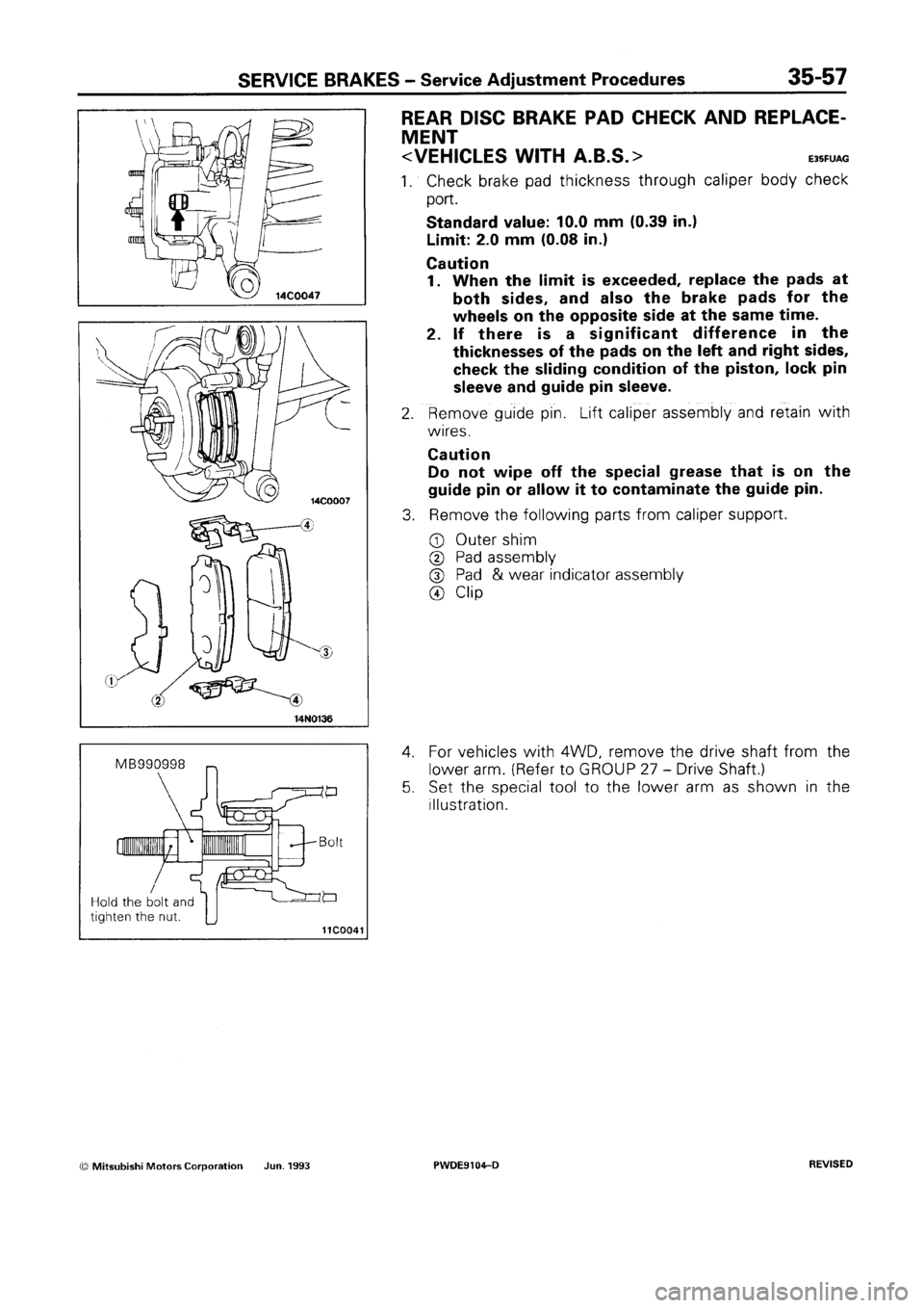 MITSUBISHI SPACE RUNNER 1992 Workshop Manual MITSUBISHI SPACE RUNNER 1992 Workshop Manual