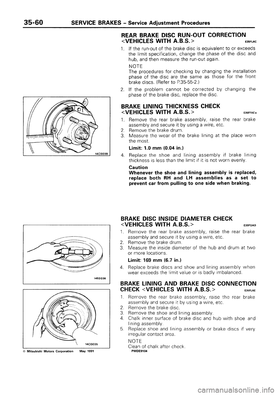 MITSUBISHI SPACE RUNNER 1992  Workshop Manual 