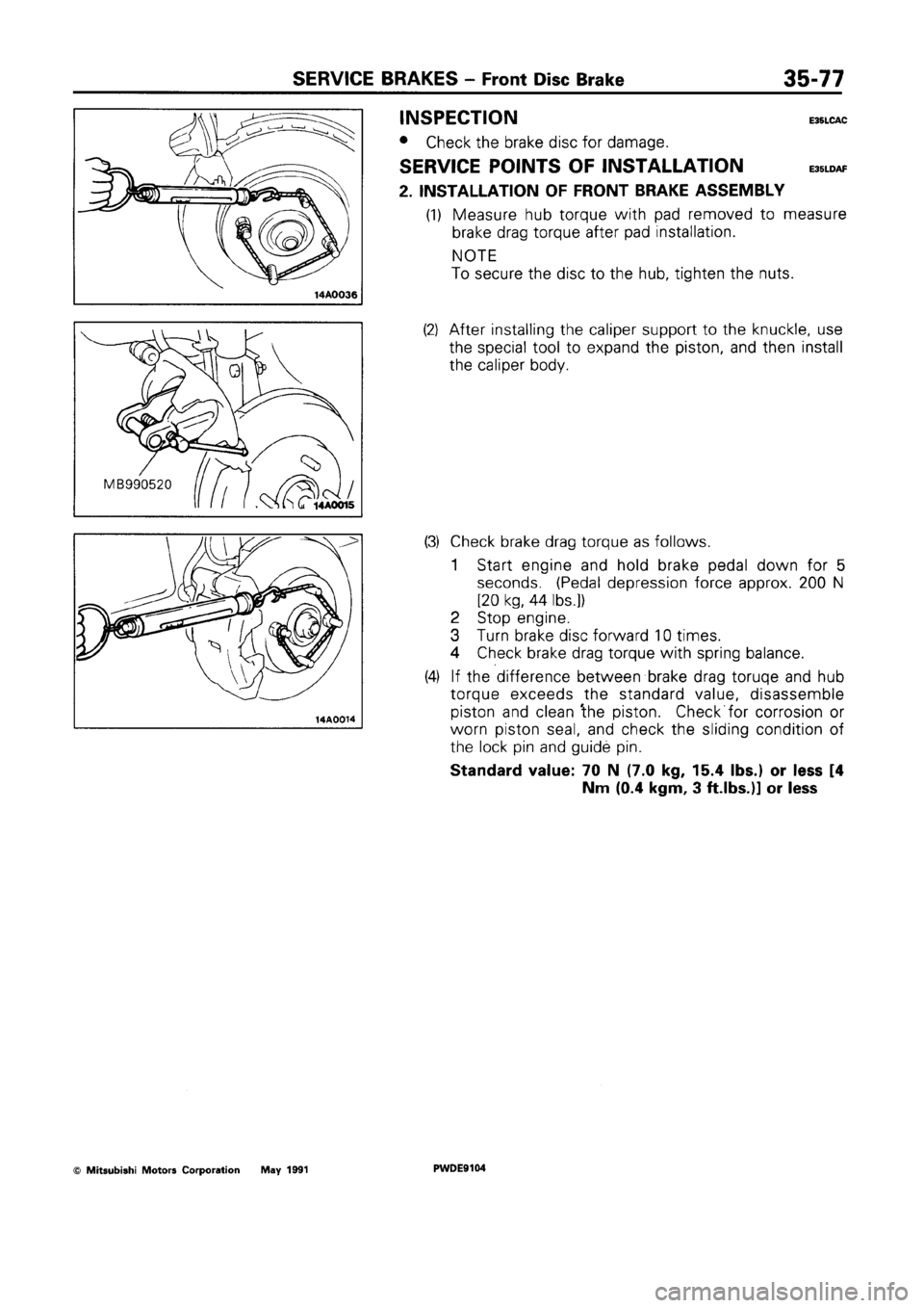 MITSUBISHI SPACE RUNNER 1992 Workshop Manual MITSUBISHI SPACE RUNNER 1992 Workshop Manual