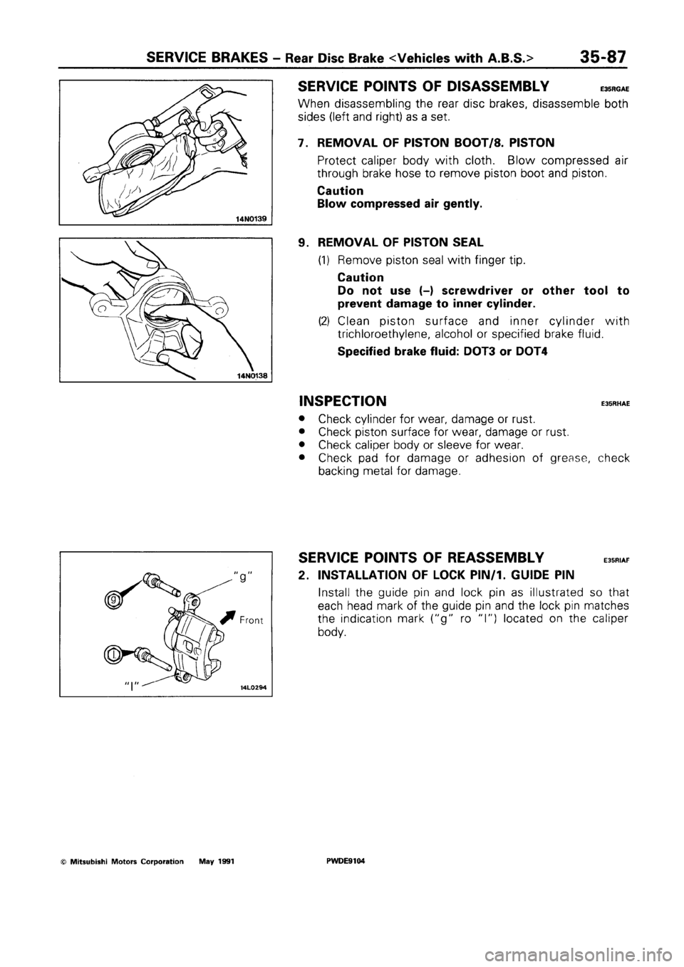 MITSUBISHI SPACE RUNNER 1992 Workshop Manual MITSUBISHI SPACE RUNNER 1992 Workshop Manual