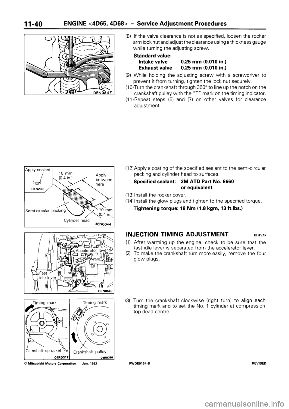 MITSUBISHI SPACE RUNNER 1992 Owners Manual 