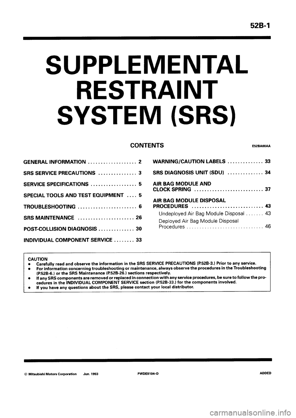 MITSUBISHI SPACE RUNNER 1992  Workshop Manual 