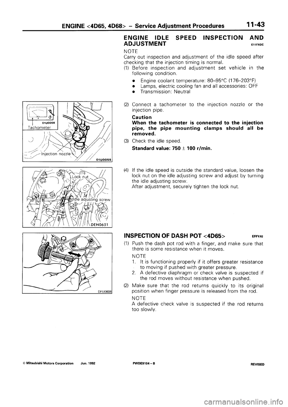 MITSUBISHI SPACE RUNNER 1992 Owners Manual 