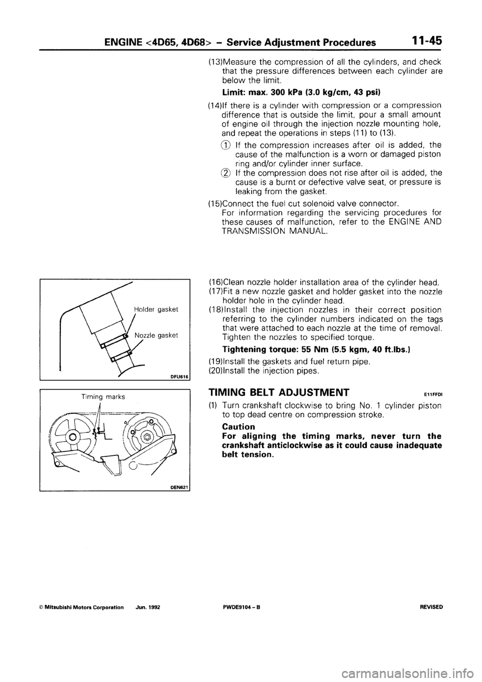 MITSUBISHI SPACE RUNNER 1992 Owners Manual 