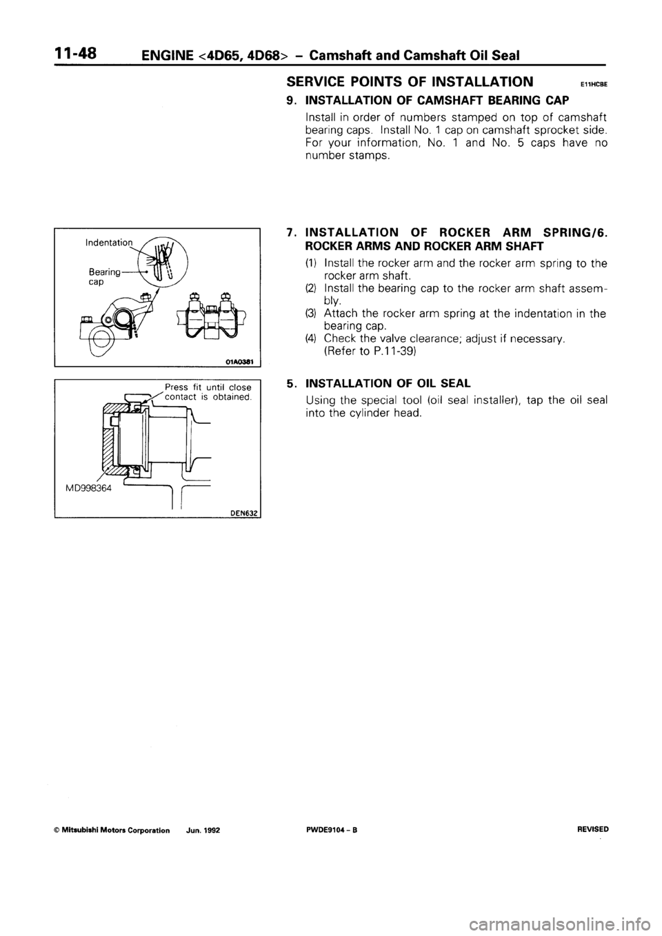 MITSUBISHI SPACE RUNNER 1992 Owners Manual 