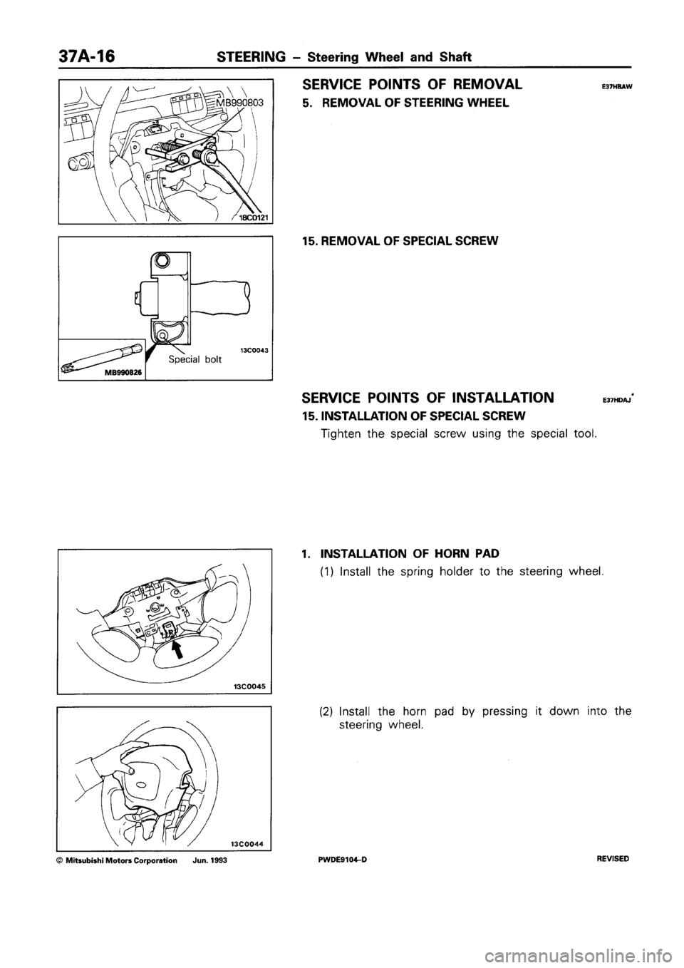 MITSUBISHI SPACE RUNNER 1992  Workshop Manual 