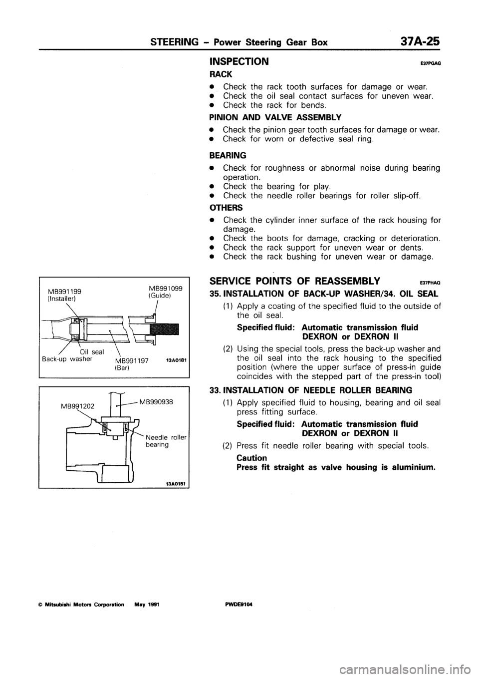 MITSUBISHI SPACE RUNNER 1992 Workshop Manual MITSUBISHI SPACE RUNNER 1992 Workshop Manual