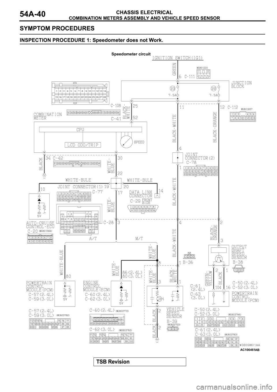 MITSUBISHI SPYDER 2003  Service Repair Manual AC106461
Speedometer circuit
AB 