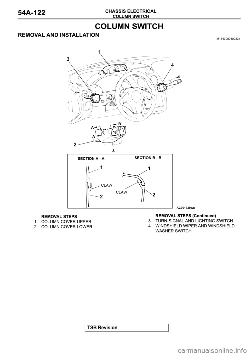 MITSUBISHI SPYDER 2003  Service Repair Manual AC001330
1
2 3
4
AB
1
1
22
SECTION A - ASECTION B - B
CLAW CLAW
AD
BA 