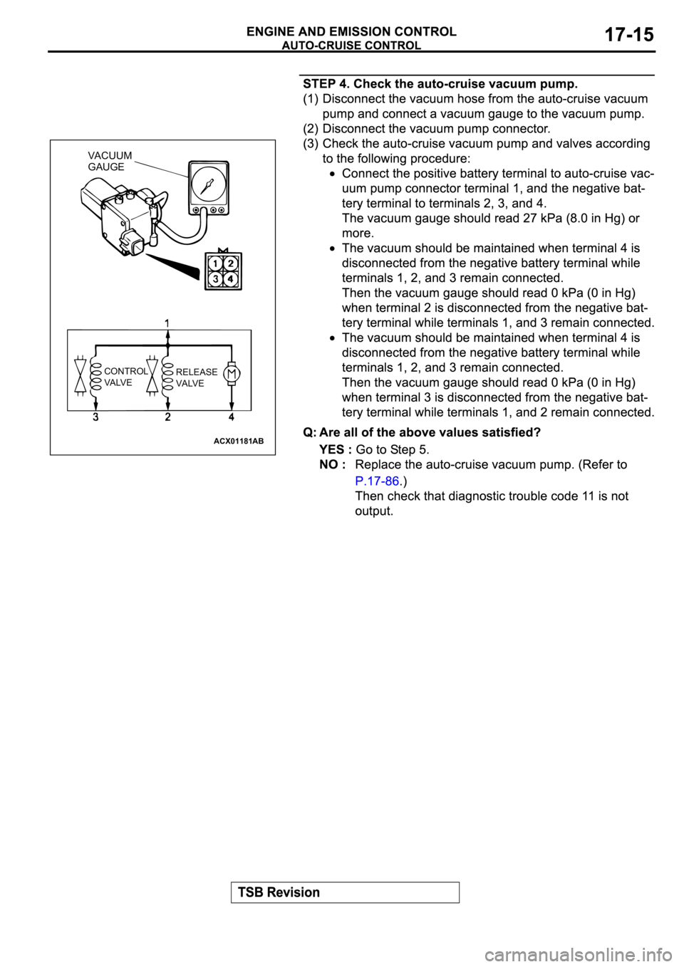 MITSUBISHI SPYDER 2003  Service Repair Manual ACX01181
AB
VACUUM 
GAUGE
CONTROL
VALVERELEASE
VALVE 