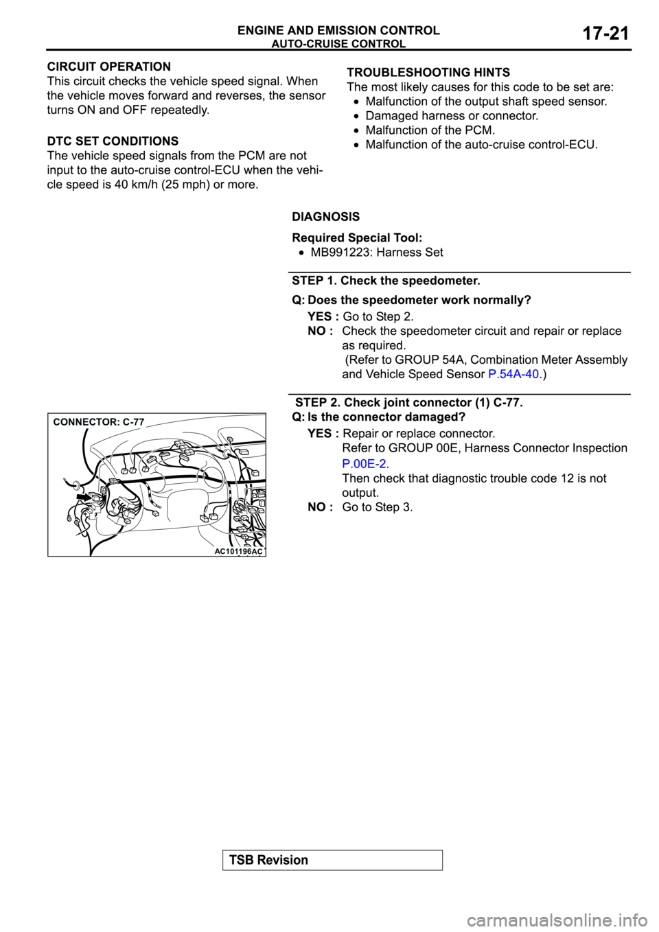 MITSUBISHI SPYDER 2003  Service Repair Manual AC101196
AC
CONNECTOR: C-77 
