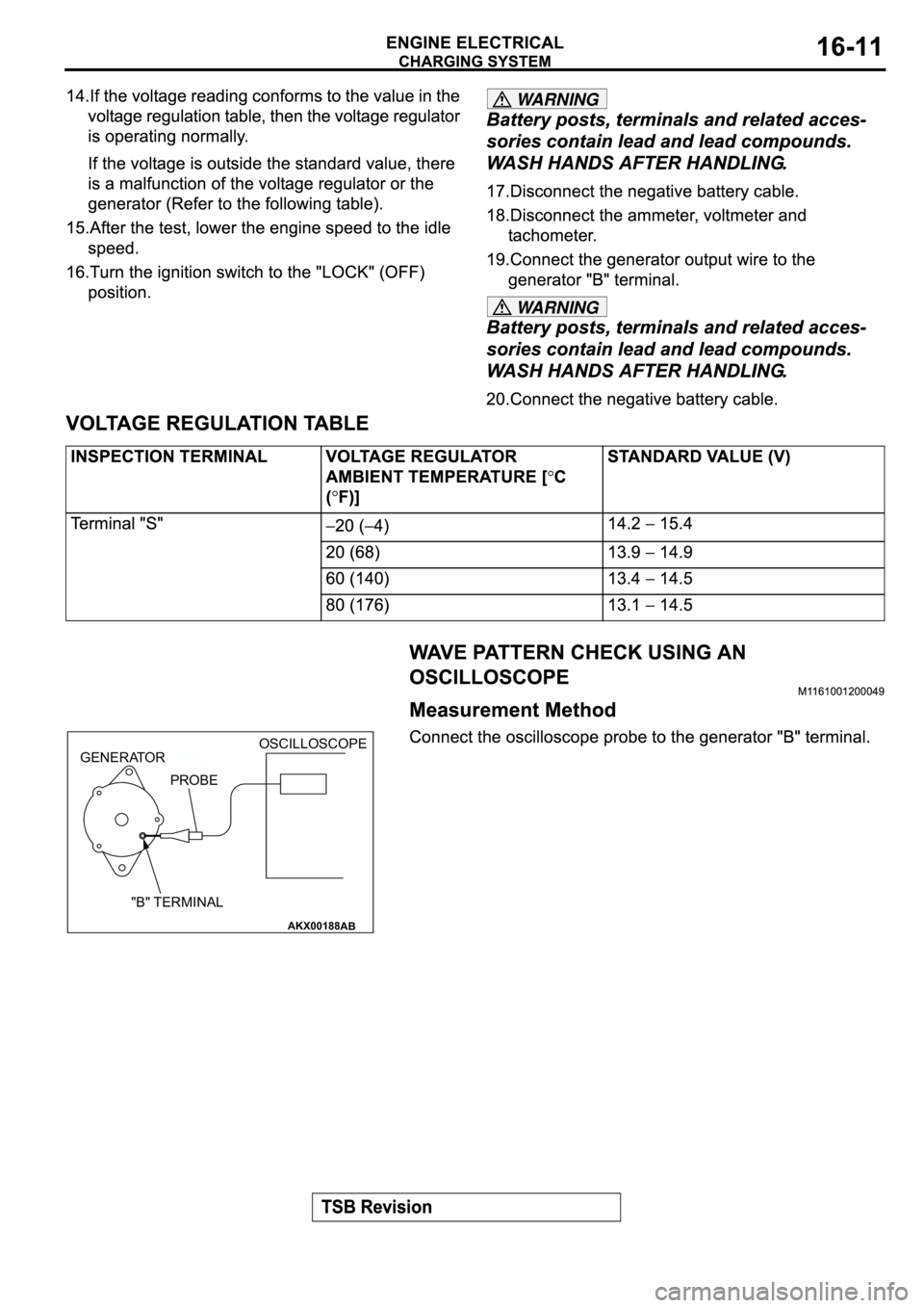 MITSUBISHI SPYDER 2003  Service Repair Manual WARNING
WARNING
AKX00188
GENERATOROSCILLOSCOPE
"B" TERMINAL
PROBE
AB 