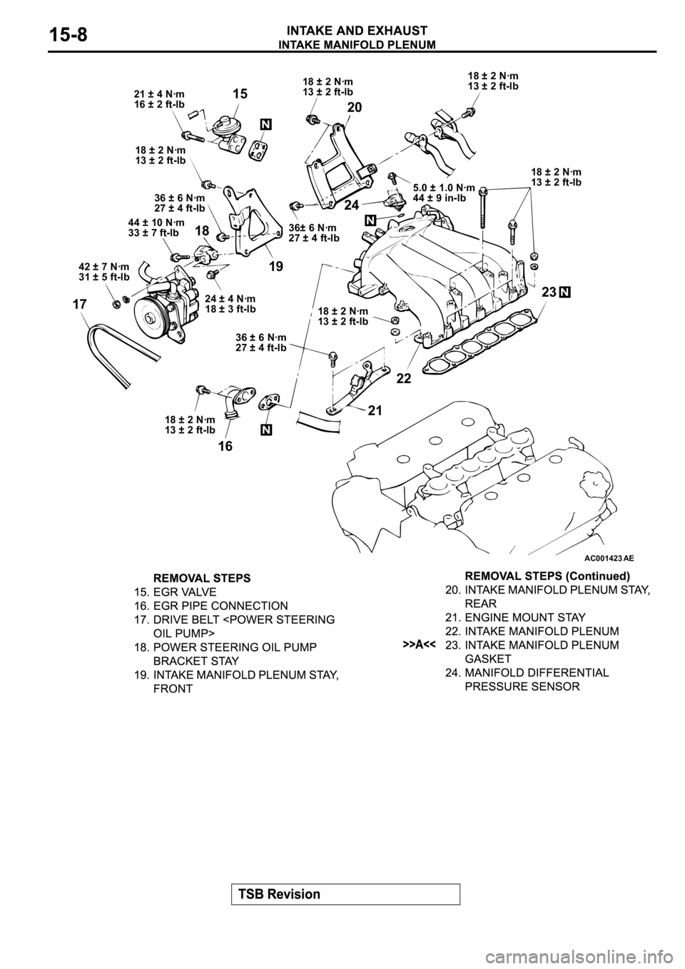 MITSUBISHI SPYDER 2003  Service Repair Manual AC001423
18 ± 2 Nꞏm
13 ± 2 ft-lb18 ± 2 Nꞏm
13 ± 2 ft-lb
18 ± 2 Nꞏm
13 ± 2 ft-lb
18 ± 2 Nꞏm
13 ± 2 ft-lb
18 ± 2 Nꞏm
13 ± 2 ft-lb
18 ± 2 Nꞏm
13 ± 2 ft-lb36± 6 Nꞏm
27 ± 4 ft-l