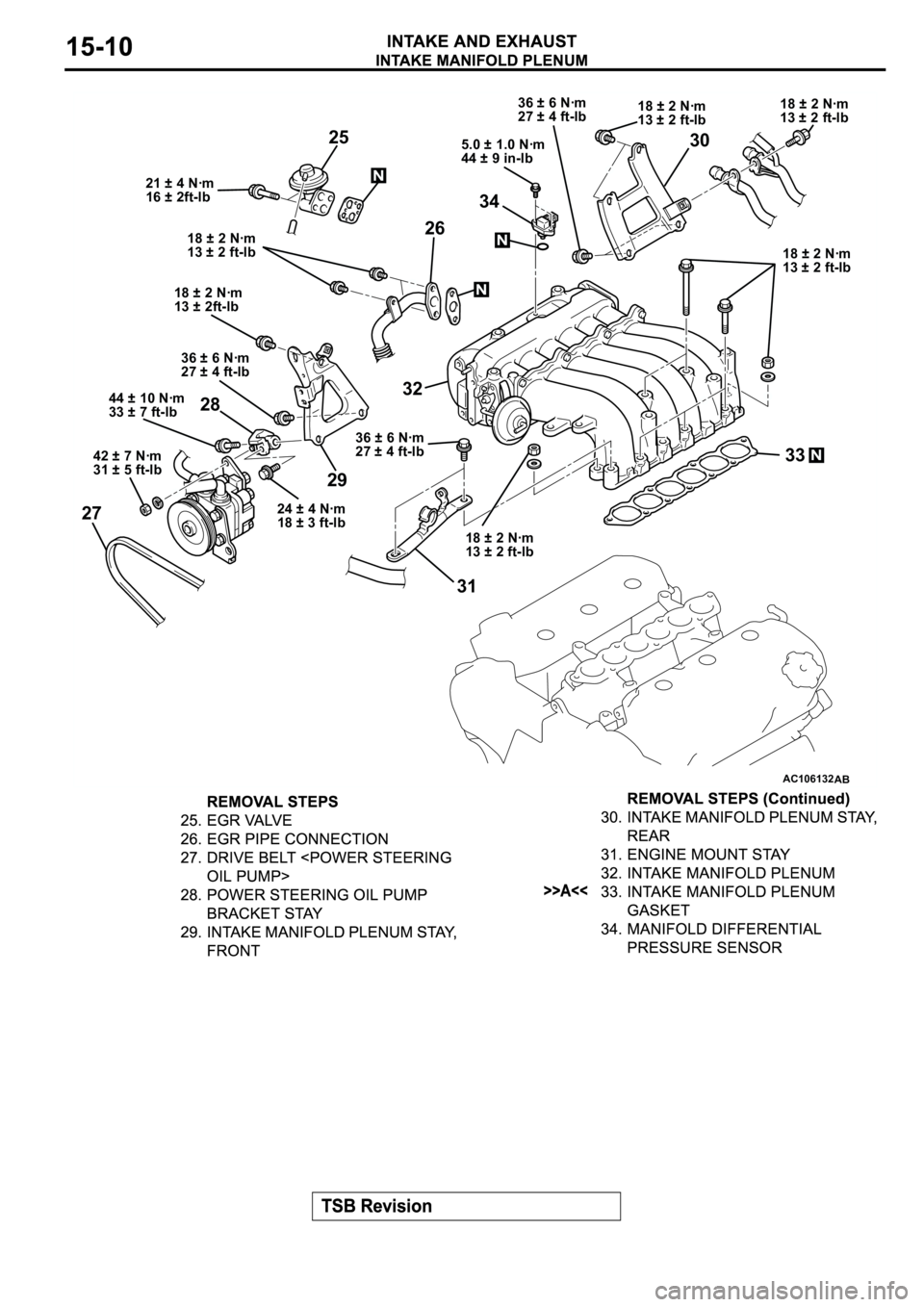 MITSUBISHI SPYDER 2003  Service Repair Manual AC106132AB
18 ± 2 Nꞏm
13 ± 2 ft-lb
N
21 ± 4 Nꞏm
16 ± 2ft-lb
25
N
N
5.0 ± 1.0 Nꞏm
44 ± 9 in-lb
18 ± 2 Nꞏm
13 ± 2 ft-lb
36 ± 6 Nꞏm
27 ± 4 ft-lb 18 ± 2 Nꞏm
13 ± 2ft-lb
42 ± 7 N
