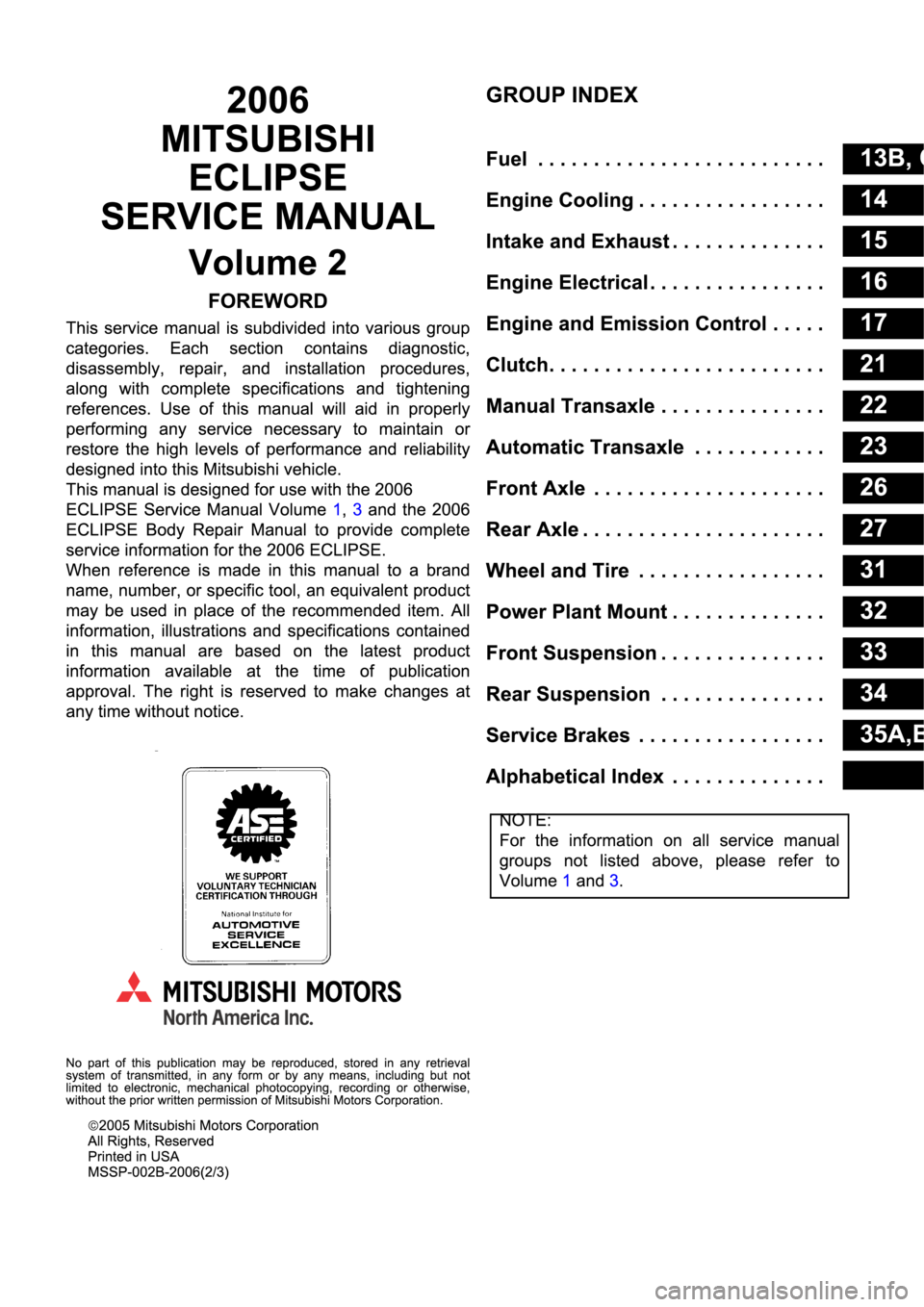 MITSUBISHI SPYDER 2006  Service Repair Manual 