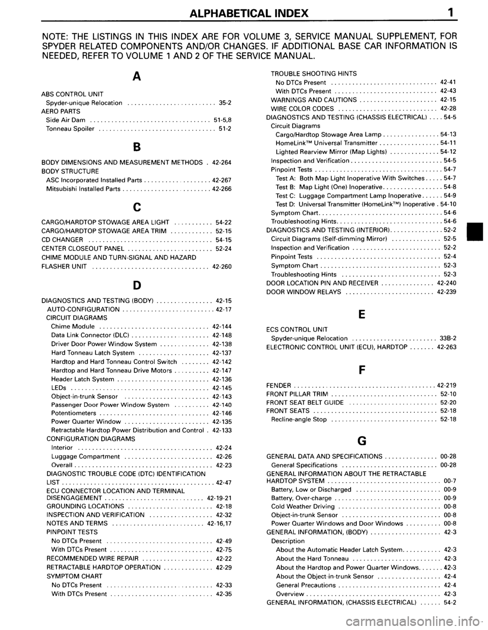 MITSUBISHI SPYDER 1995 Service Manual Supplement MITSUBISHI SPYDER 1995 Service Manual Supplement