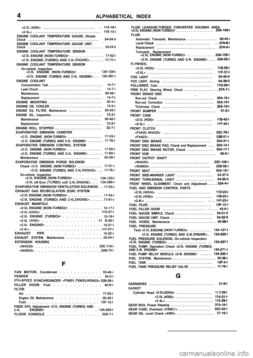MITSUBISHI SPYDER 1990 Service Repair Manual ALPHABETICAL INDEX
. . . . . . . . . . . . . . . . . . . . . . . . . . . . . . . . . ..
. . . . . . . . . . . . . . . . . . . . . . . . . . . . . . . . . . . . . . . . . . . .
ENGINE COOLANT TEMPER MITSUBISHI SPYDER 1990 Service Repair Manual ALPHABETICAL INDEX
. . . . . . . . . . . . . . . . . . . . . . . . . . . . . . . . . ..
. . . . . . . . . . . . . . . . . . . . . . . . . . . . . . . . . . . . . . . . . . . .
ENGINE COOLANT TEMPER