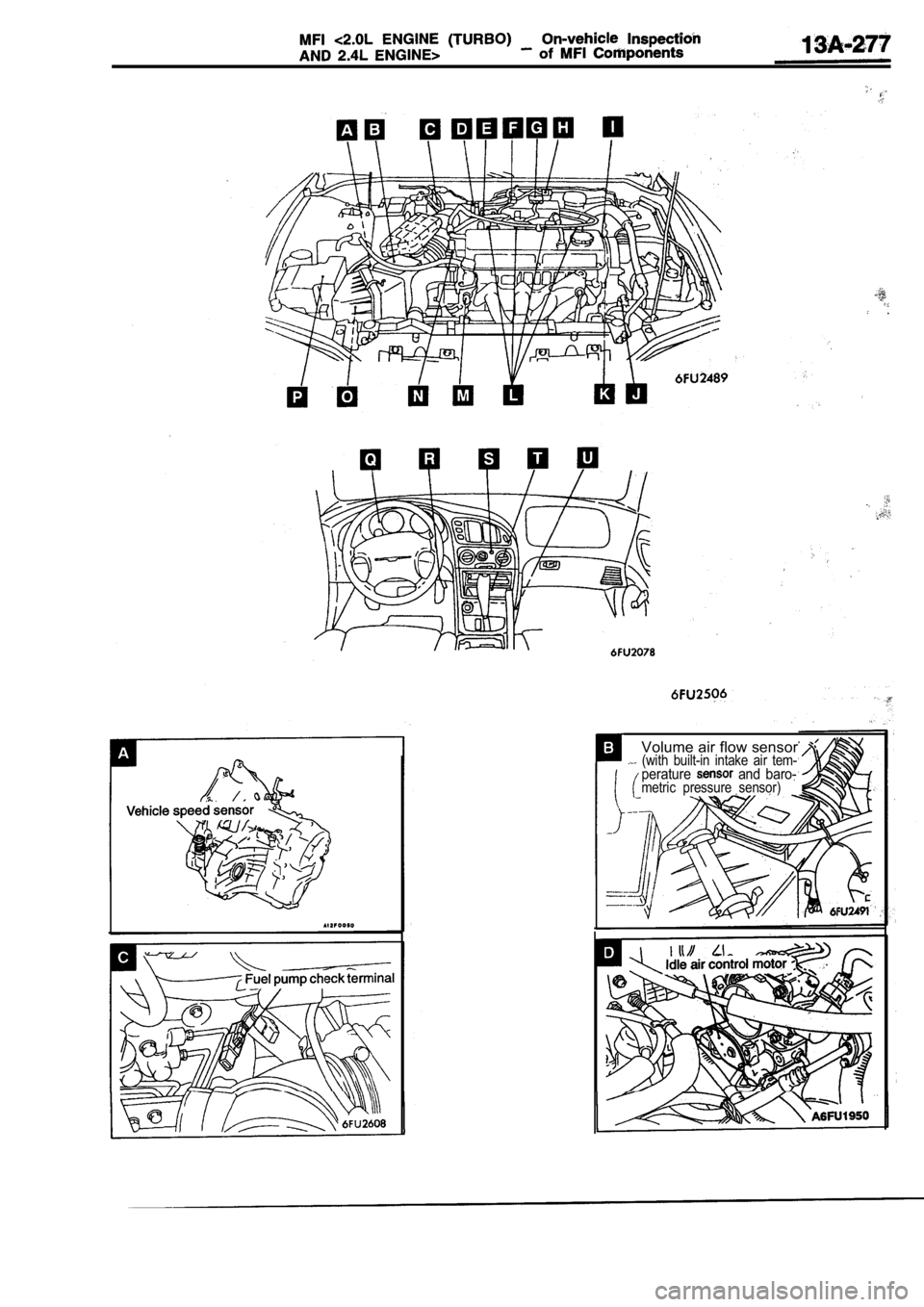 MITSUBISHI SPYDER 1990  Service Repair Manual   .
Volume air flow sensor  (with  built-in  intake  air  tem-perature  and  baro-metric  pressure  sensor)                              