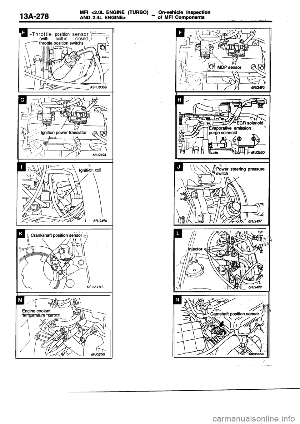 MITSUBISHI SPYDER 1990  Service Repair Manual - T h r o t t l e  sensor built-inclosed
on  coil
temperature  sensor                               