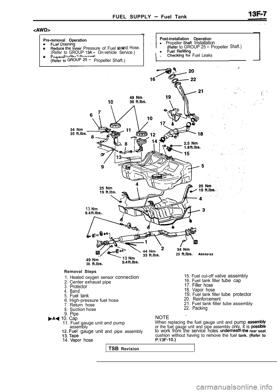 MITSUBISHI SPYDER 1990 Service Repair Manual FUEL SUPPLY Fuel Tank
Pre-removal Operation
Pressure of Fuel (Refer to GROUP On-vehicle Service.) Il . . . . .
and Hose.
Post-installation Operationl Propeller Installation to GR MITSUBISHI SPYDER 1990 Service Repair Manual FUEL SUPPLY Fuel Tank
Pre-removal Operation
Pressure of Fuel (Refer to GROUP On-vehicle Service.) Il . . . . .
and Hose.
Post-installation Operationl Propeller Installation to GR